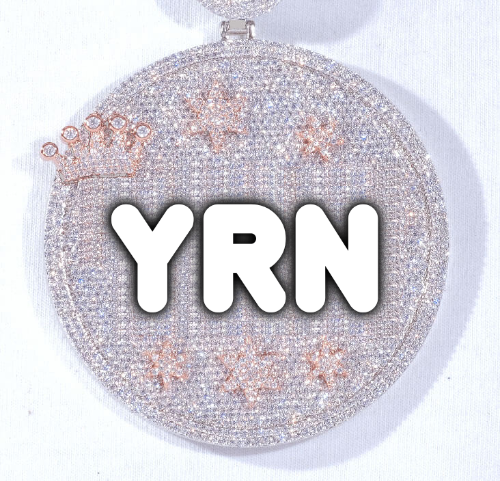 CUSTOM LETTER NECKLACE 3D BIG CROWN DISC