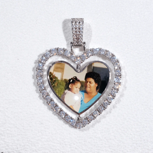 3D Spinning 2-Faced Heart Custom Picture Pendant