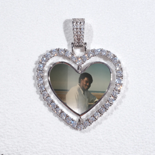 3D Spinning 2-Faced Heart Custom Picture Pendant