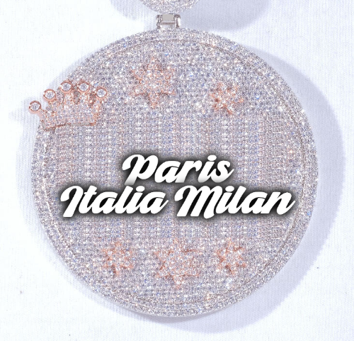 CUSTOM LETTER NECKLACE 3D BIG CROWN DISC