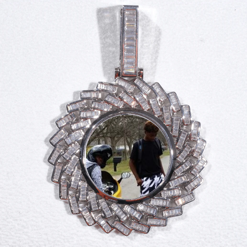 Large 3D Baguette Custom Picture Pendant