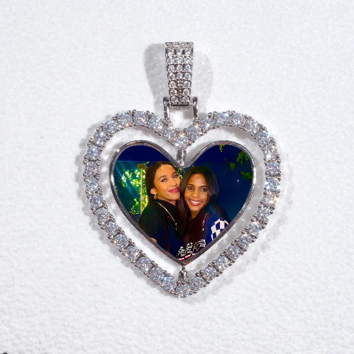 3D Spinning 2-Faced Heart Custom Picture Pendant