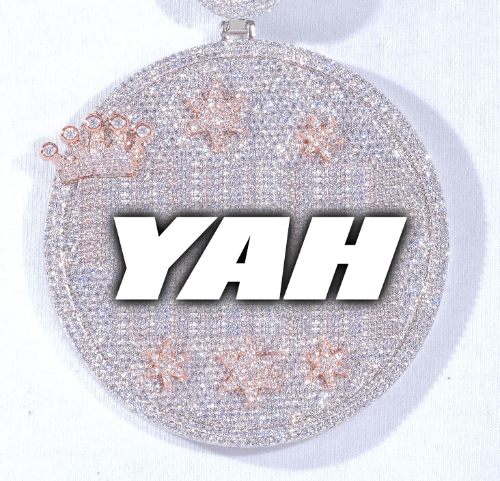 CUSTOM LETTER NECKLACE 3D BIG CROWN DISC
