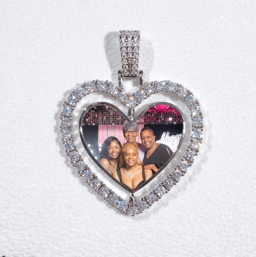 3D Spinning 2-Faced Heart Custom Picture Pendant