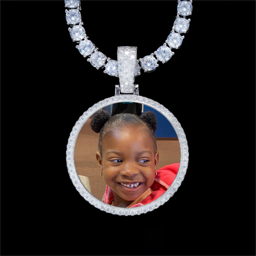 925S & VVS Moissanite 3D Circle Custom Picture Pendant