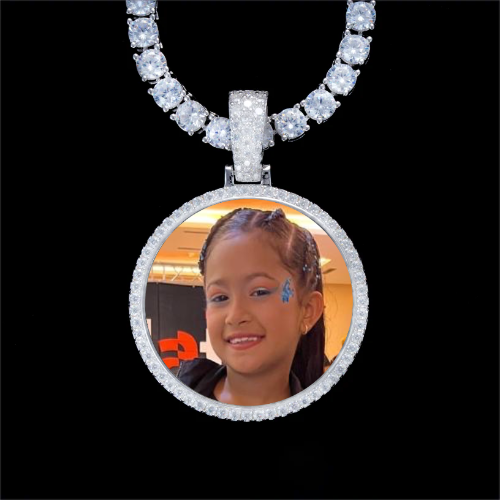 925S & VVS Moissanite 3D Circle Custom Picture Pendant
