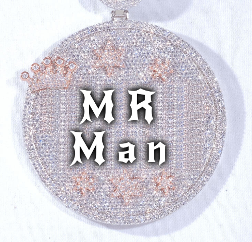 CUSTOM LETTER NECKLACE 3D BIG CROWN DISC