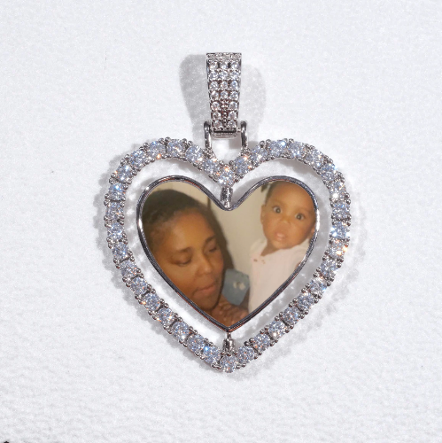 3D Spinning 2-Faced Heart Custom Picture Pendant