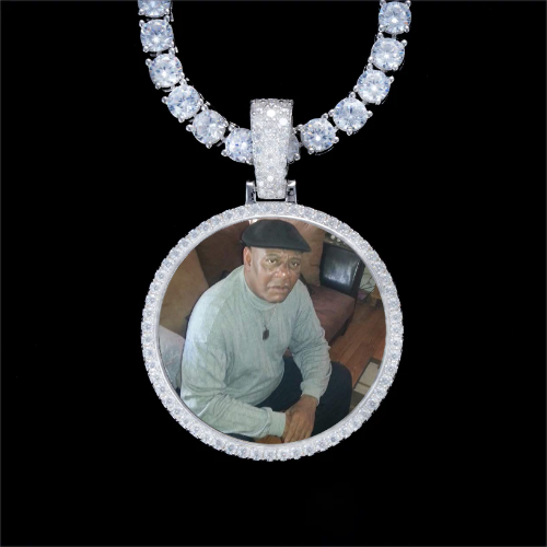 925S & VVS Moissanite 3D Circle Custom Picture Pendant