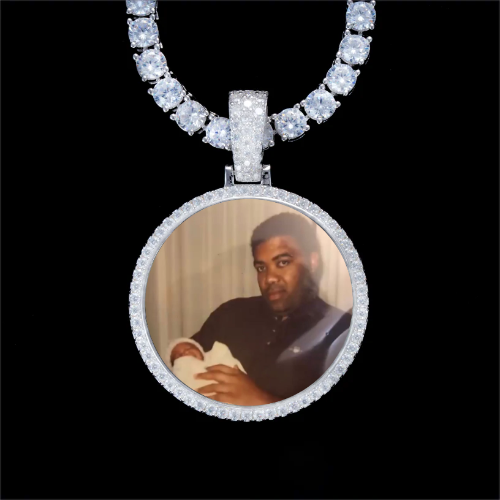925S & VVS Moissanite 3D Circle Custom Picture Pendant