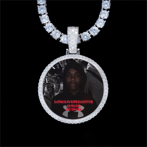 925S & VVS Moissanite 3D Circle Custom Picture Pendant