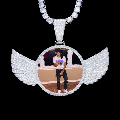 925S & VVS Moissanite 3D Wing Custom Picture Pendant