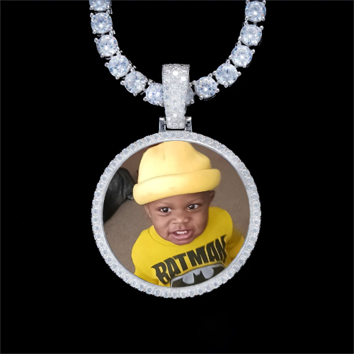 925S & VVS Moissanite 3D Circle Custom Picture Pendant