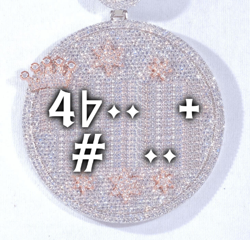 CUSTOM LETTER NECKLACE 3D BIG CROWN DISC