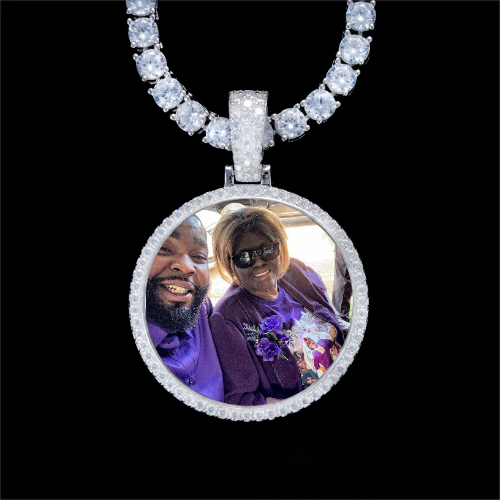 925S & VVS Moissanite 3D Circle Custom Picture Pendant