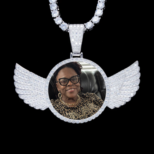 925S & VVS Moissanite 3D Wing Custom Picture Pendant