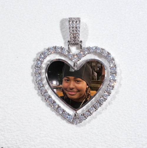 3D Spinning 2-Faced Heart Custom Picture Pendant