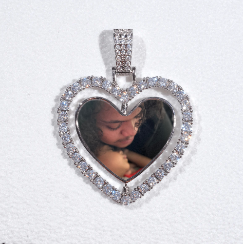 3D Spinning 2-Faced Heart Custom Picture Pendant