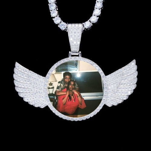 925S & VVS Moissanite 3D Wing Custom Picture Pendant