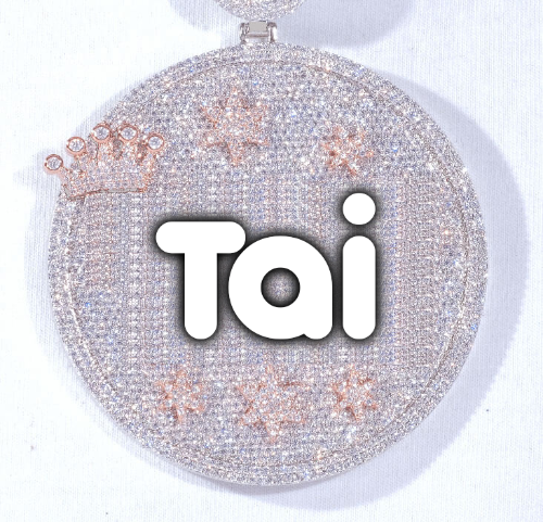 CUSTOM LETTER NECKLACE 3D BIG CROWN DISC