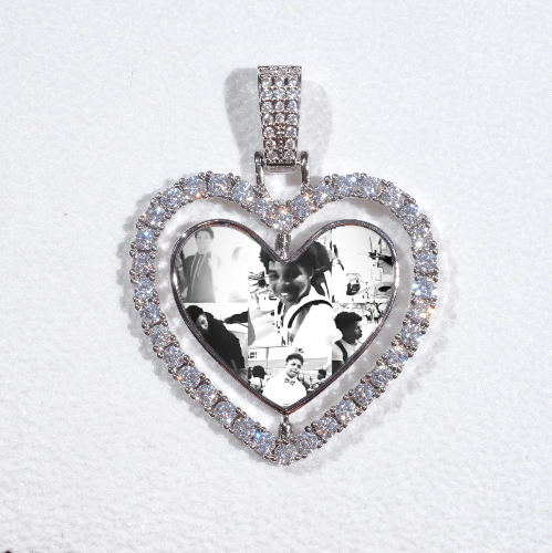 3D Spinning 2-Faced Heart Custom Picture Pendant