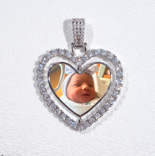 3D Spinning 2-Faced Heart Custom Picture Pendant