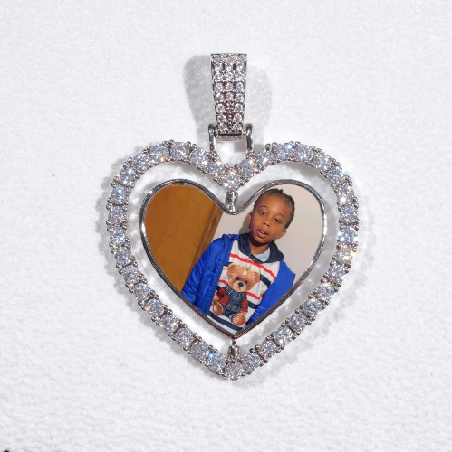 3D Spinning 2-Faced Heart Custom Picture Pendant
