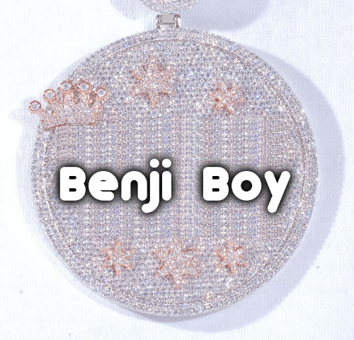 CUSTOM LETTER NECKLACE 3D BIG CROWN DISC