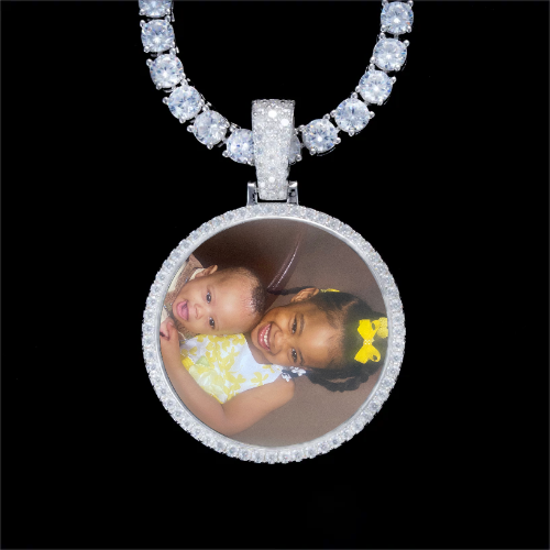 925S & VVS Moissanite 3D Circle Custom Picture Pendant