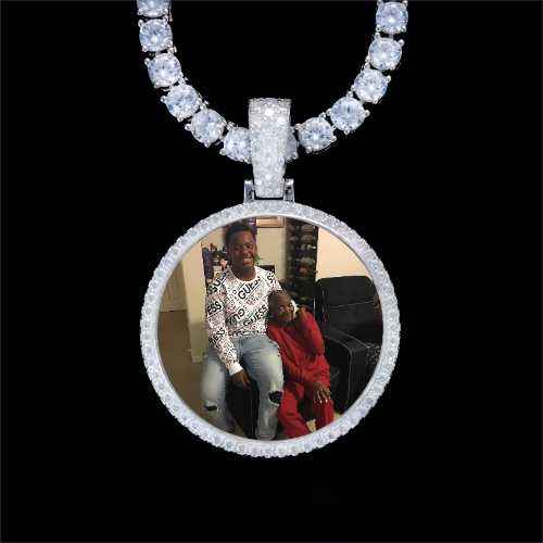 925S & VVS Moissanite 3D Circle Custom Picture Pendant