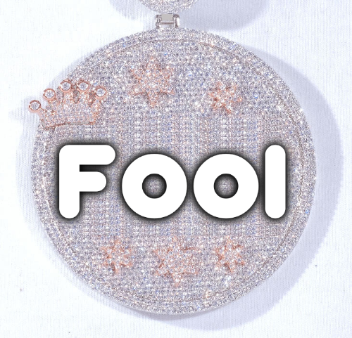 CUSTOM LETTER NECKLACE 3D BIG CROWN DISC