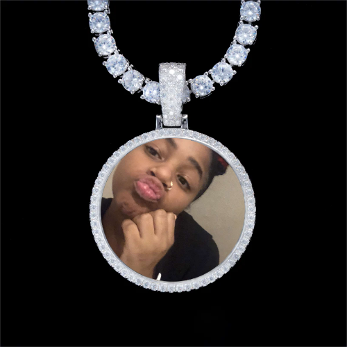 925S & VVS Moissanite 3D Circle Custom Picture Pendant