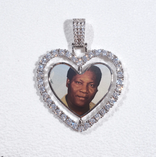 3D Spinning 2-Faced Heart Custom Picture Pendant