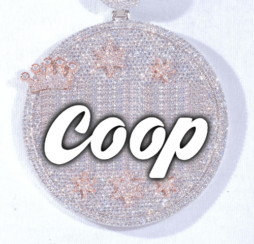 CUSTOM LETTER NECKLACE 3D BIG CROWN DISC