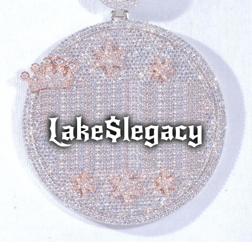 CUSTOM LETTER NECKLACE 3D BIG CROWN DISC