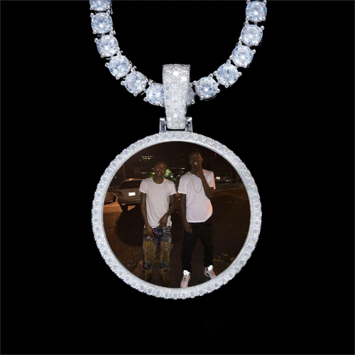 925S & VVS Moissanite 3D Circle Custom Picture Pendant