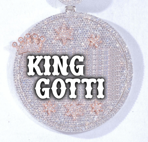 CUSTOM LETTER NECKLACE 3D BIG CROWN DISC