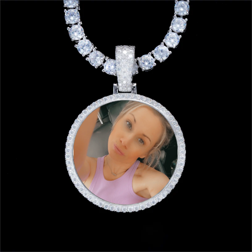 925S & VVS Moissanite 3D Circle Custom Picture Pendant