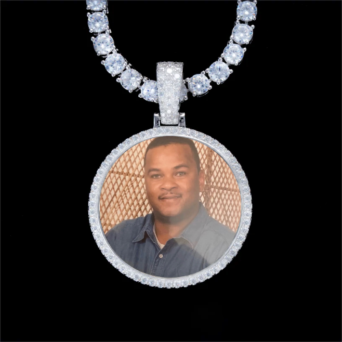 925S & VVS Moissanite 3D Circle Custom Picture Pendant