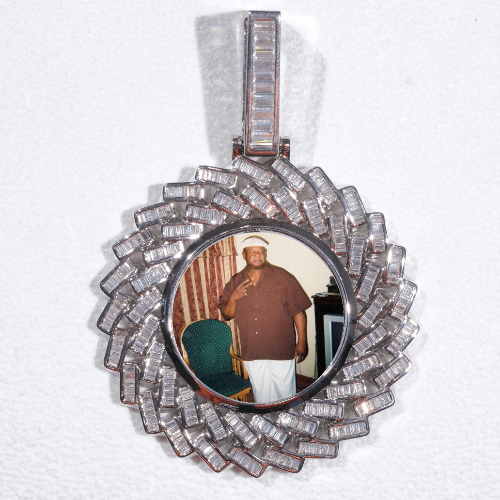 Large 3D Baguette Custom Picture Pendant