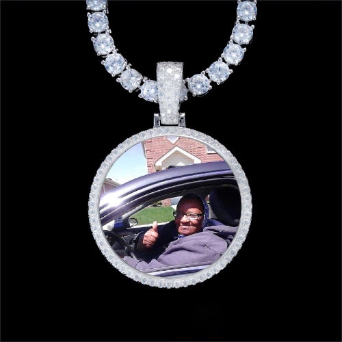 925S & VVS Moissanite 3D Circle Custom Picture Pendant