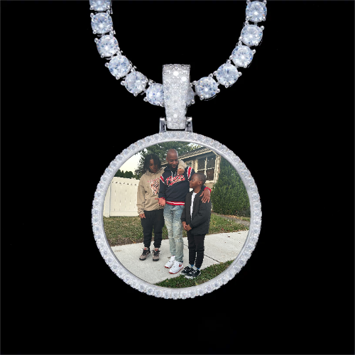 925S & VVS Moissanite 3D Circle Custom Picture Pendant