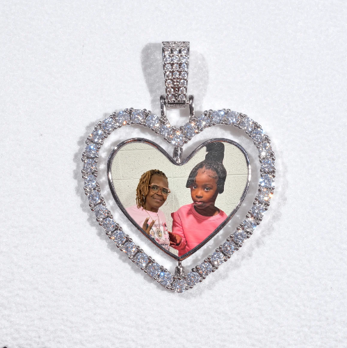 3D Spinning 2-Faced Heart Custom Picture Pendant