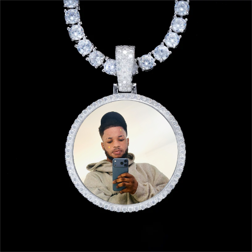 925S & VVS Moissanite 3D Circle Custom Picture Pendant