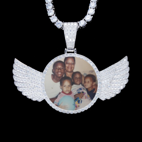 925S & VVS Moissanite 3D Wing Custom Picture Pendant
