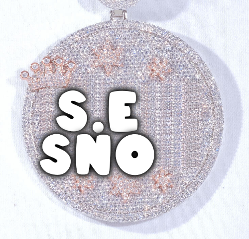 CUSTOM LETTER NECKLACE 3D BIG CROWN DISC