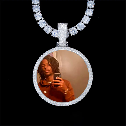 925S & VVS Moissanite 3D Circle Custom Picture Pendant