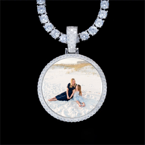 925S & VVS Moissanite 3D Circle Custom Picture Pendant