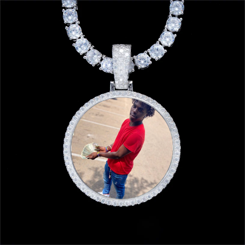 925S & VVS Moissanite 3D Circle Custom Picture Pendant