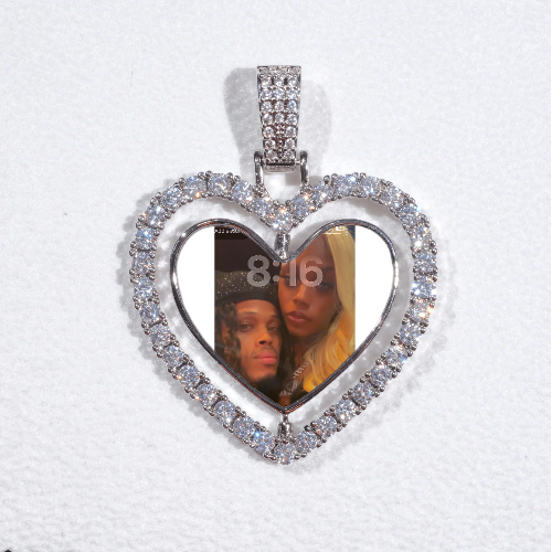 3D Spinning 2-Faced Heart Custom Picture Pendant